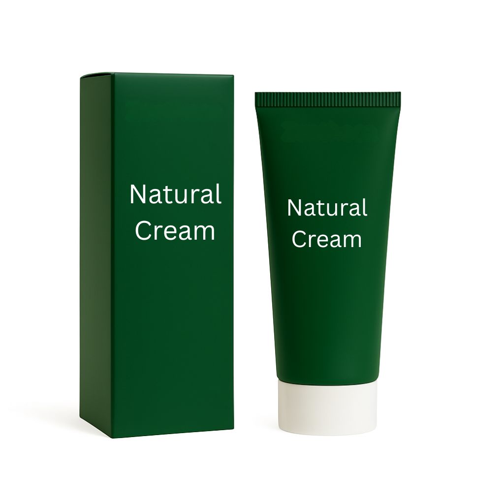 Natural Cream skincare product in a green tube and box, designed for smooth skin appearance.