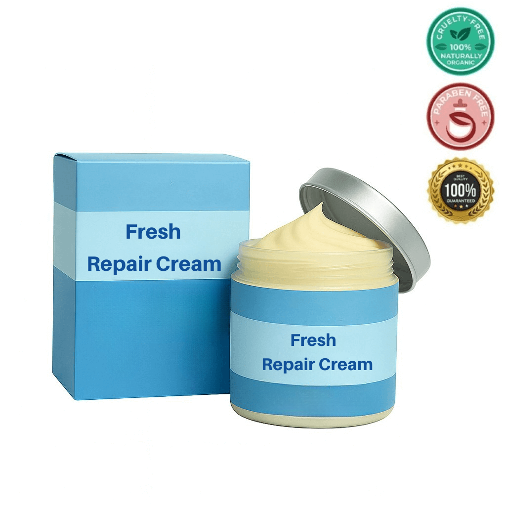 Fresh Repair Cream in jar and box, showcasing smooth skin enhancement benefits for daily routines.