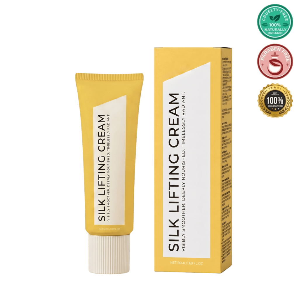 Silk Lifting Cream tube and box showcasing the lifting beauty cream for firmer, smoother skin.