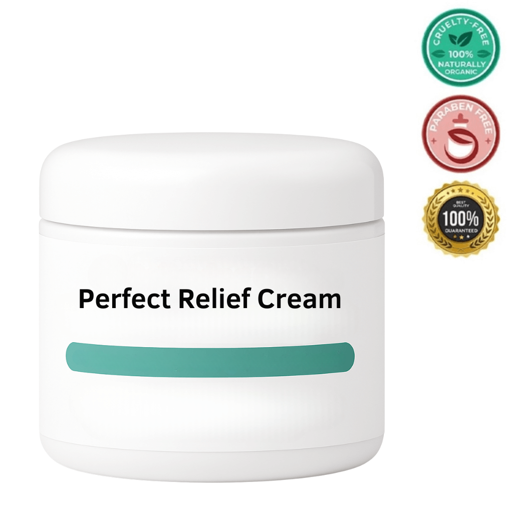 Container of Perfect Relief Cream, a lightweight skincare cream for smoother, fresher skin.