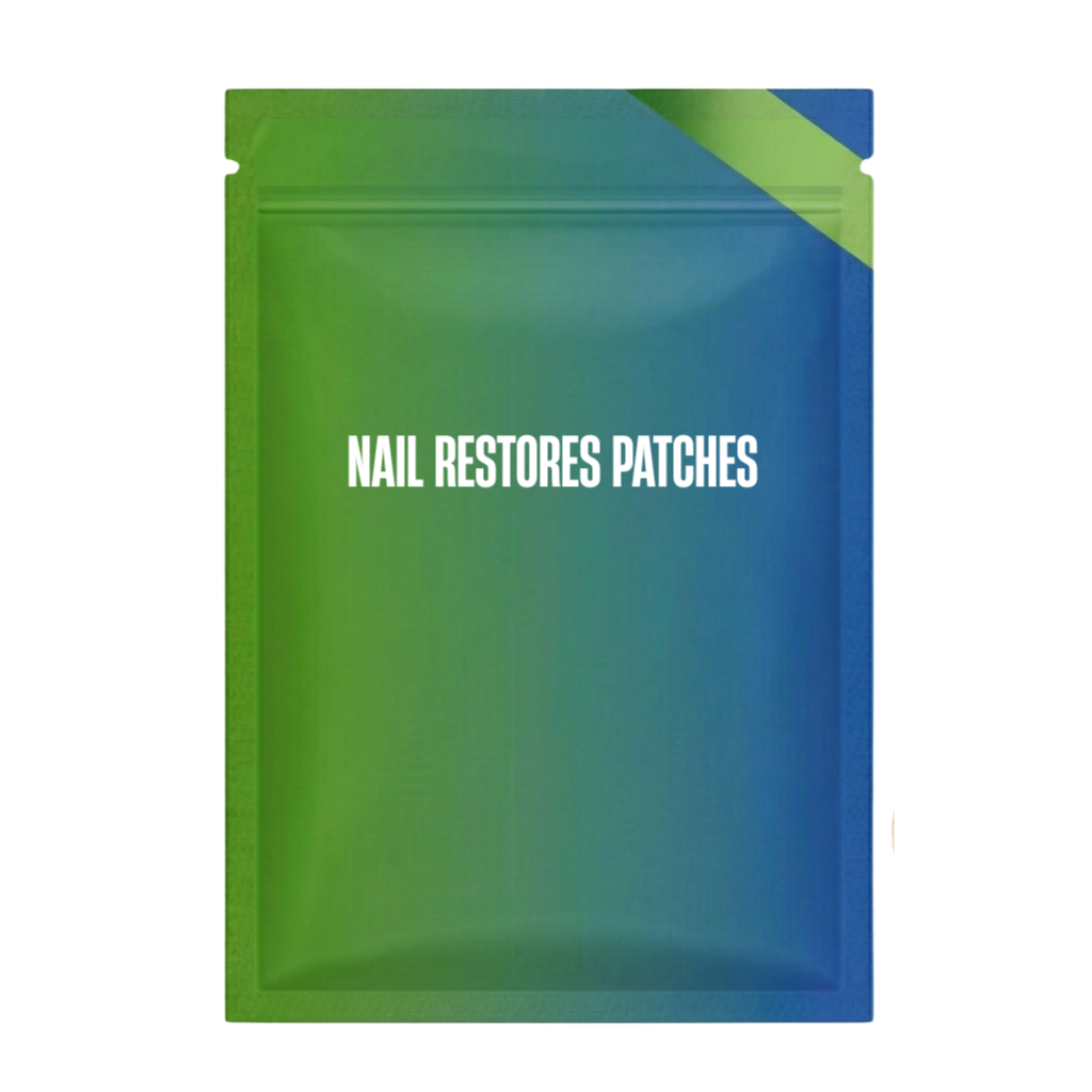 Packaging of Nail Restores Patches, a skin-friendly solution for nail care and improvement.