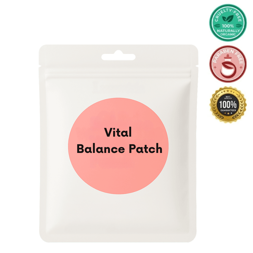Vital Balance Patch skincare essential for a smoother, refined appearance, packaged in a clean, cruelty-free pouch.