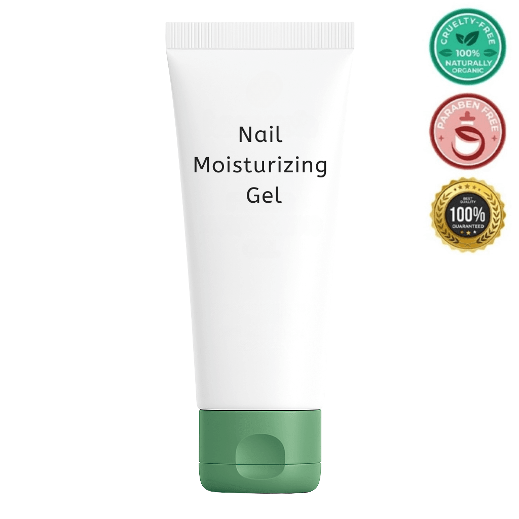 Nail Moisturizing Gel tube with cruelty-free and paraben-free labels, ideal for nail care and smooth skin.
