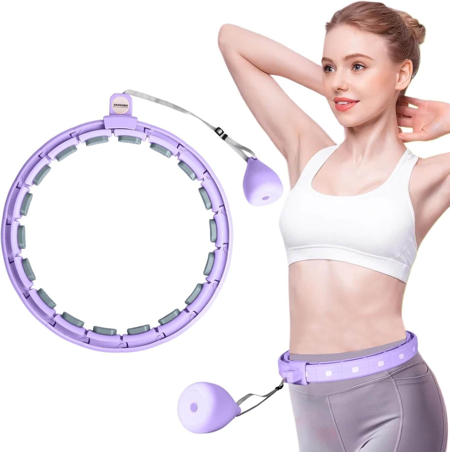 Zentheca CoreGlide Smart Hoop demonstrating adjustable design for effective waist toning workouts.
