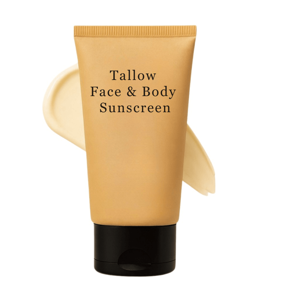 Tallow Face & Body Sunscreen tube with a smooth texture for a polished skin appearance.