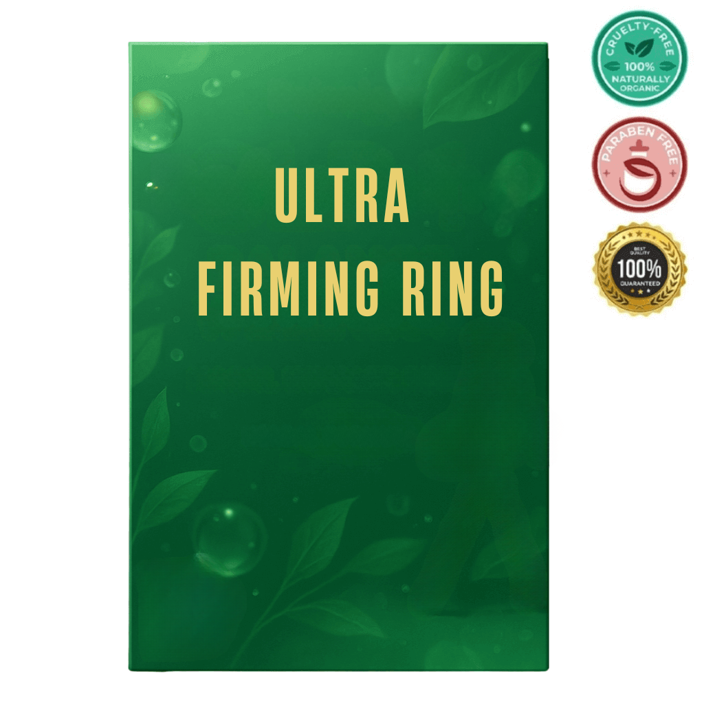 Ultra Firming Ring packaging with a green design and natural ingredient seals.
