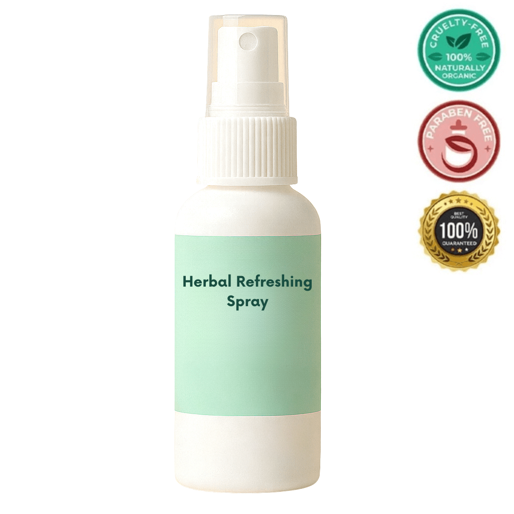 Herbal Refreshing Spray bottle featuring cruelty-free and organic labels for pet fur care.