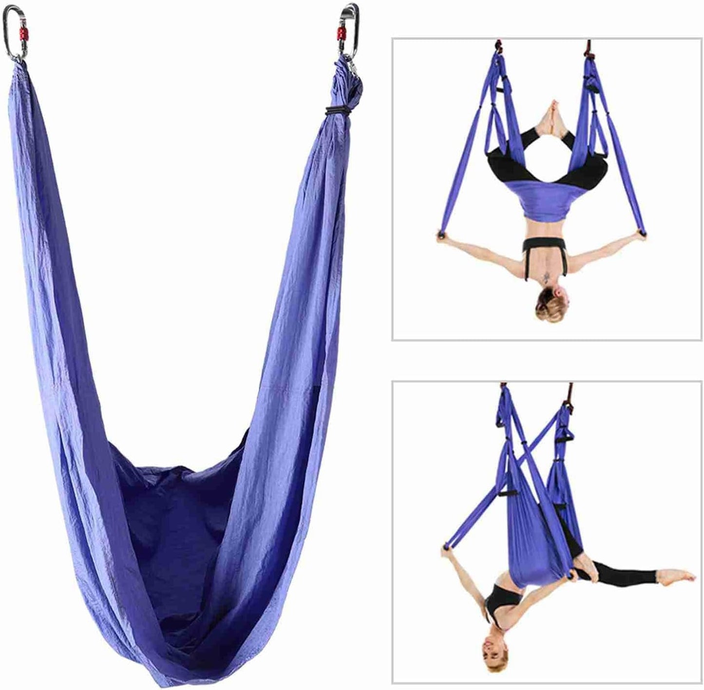 Zentheca AirBalance Hammock shown in use for aerial yoga and inversion therapy with comfortable fabric.