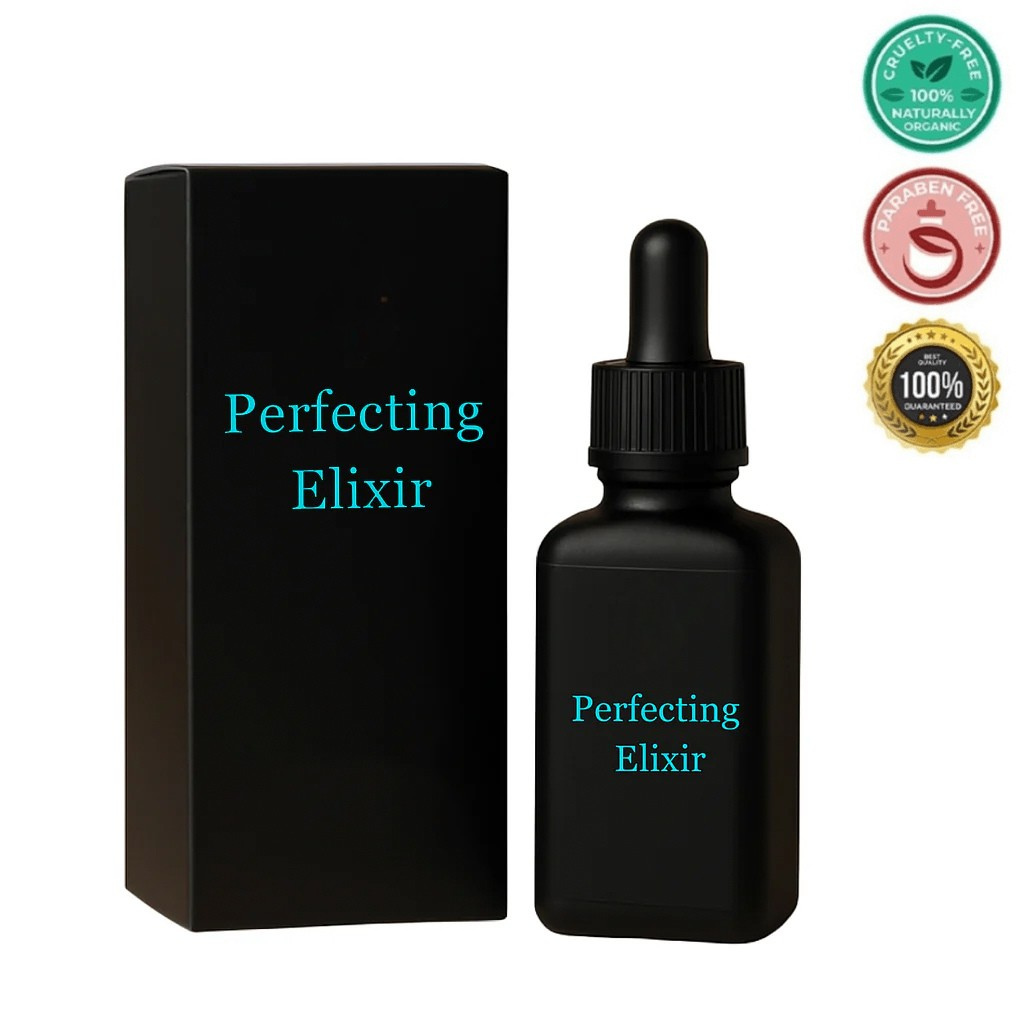 Perfecting Elixir bottle and box, a daily skincare essential for fresh and smooth skin.