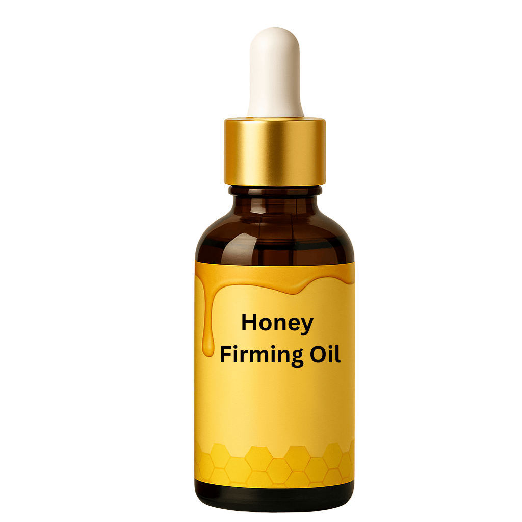 Honey Firming Oil in a dropper bottle designed for nourishing and firming skin.