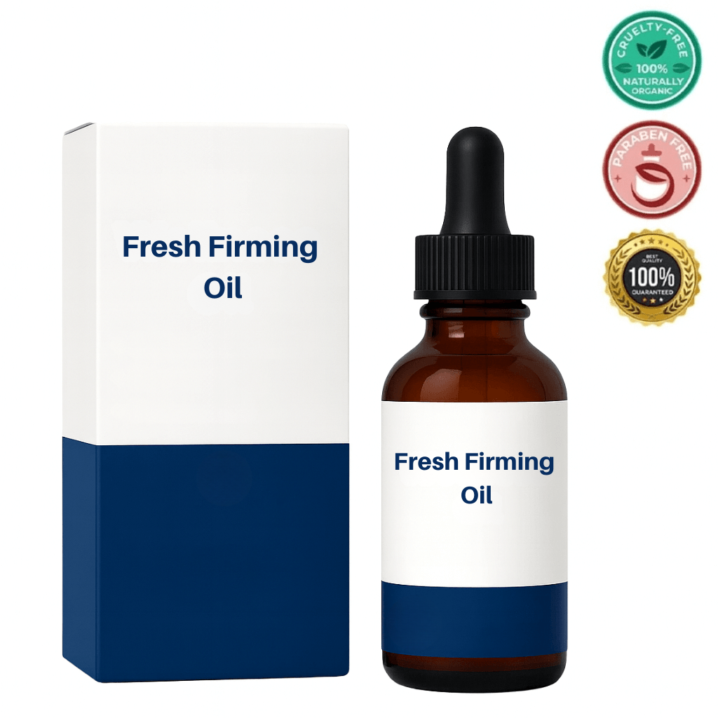 Fresh Firming Oil bottle and packaging featuring cruelty-free and organic certifications.