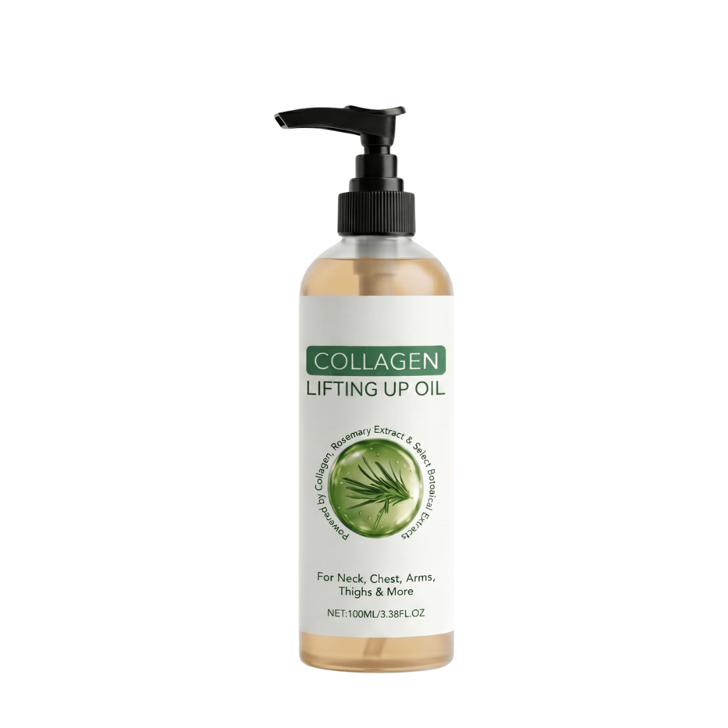 Bottle of Collagen Lifting Up Oil with pump, designed for firming and lifting skin.
