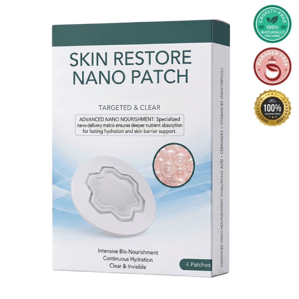 Luxe Skin Restore Nano Patch packaging featuring advanced nano nourishment for hydration and skin barrier support.