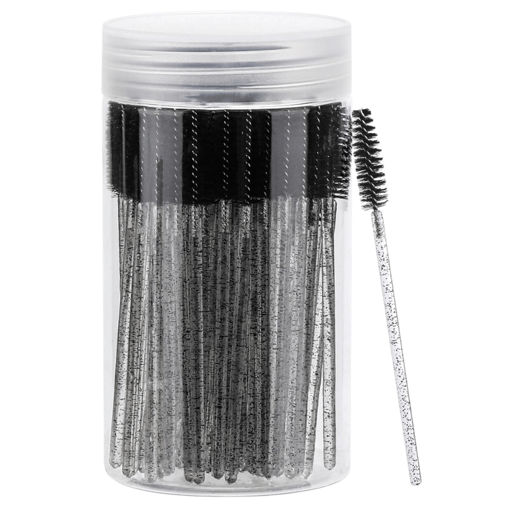 Disposable Mascara Wands - low weight in a transparent container with soft bristles for precise application.