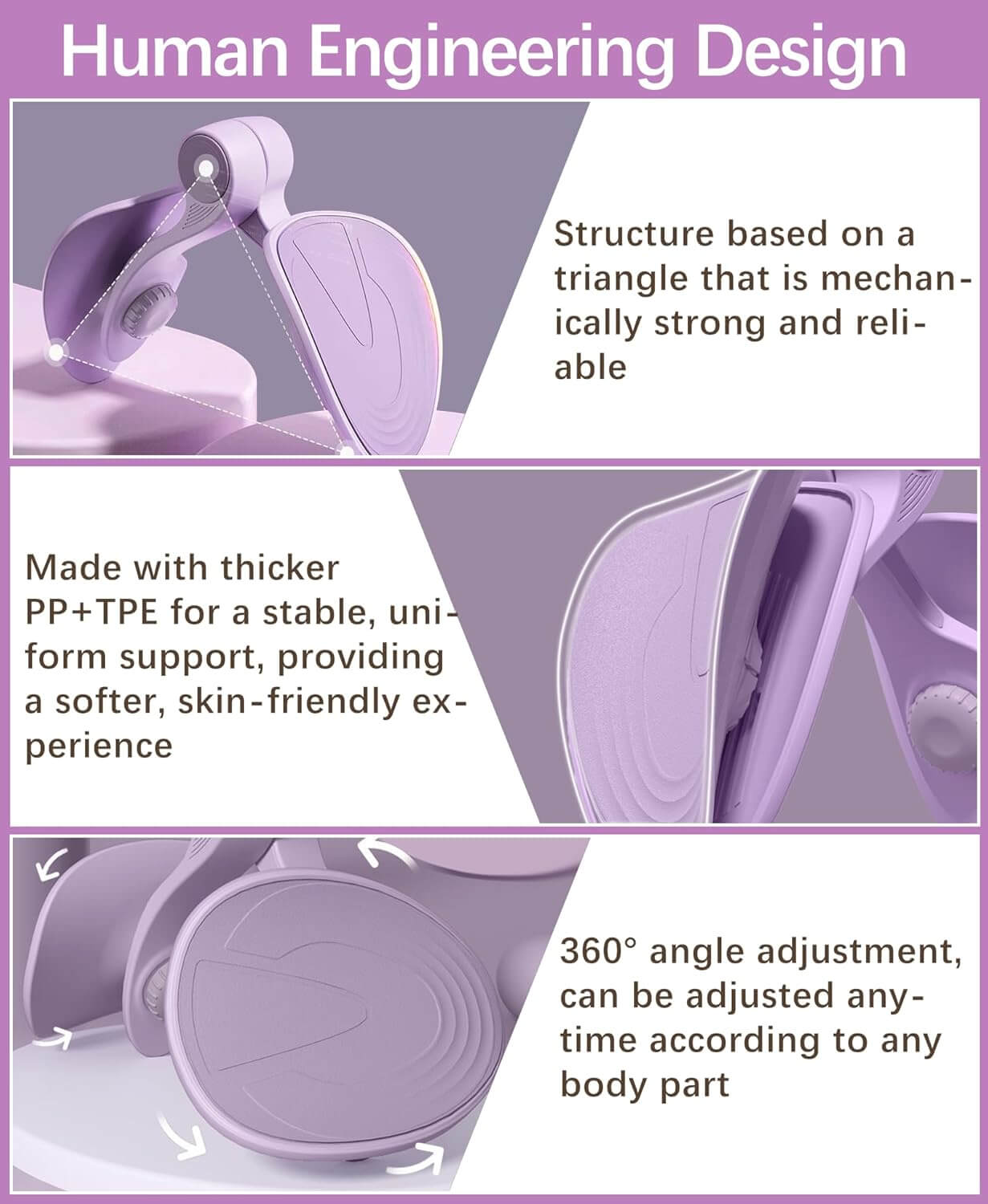 Zentheca ThighTone™ human engineering design features for effective training and comfort