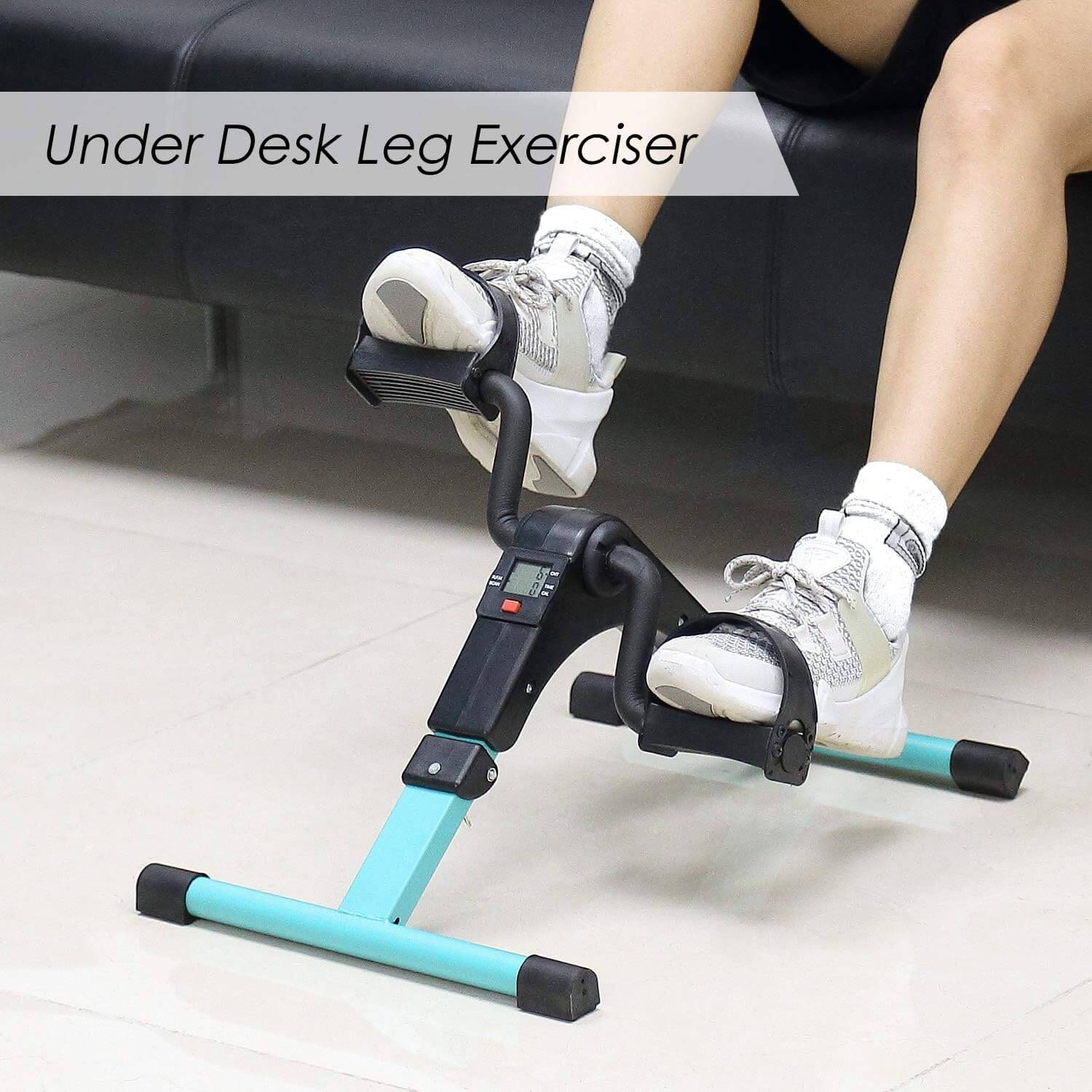 Zentheca MoveLite™ under desk leg exerciser with adjustable resistance and digital display for tracking progress.