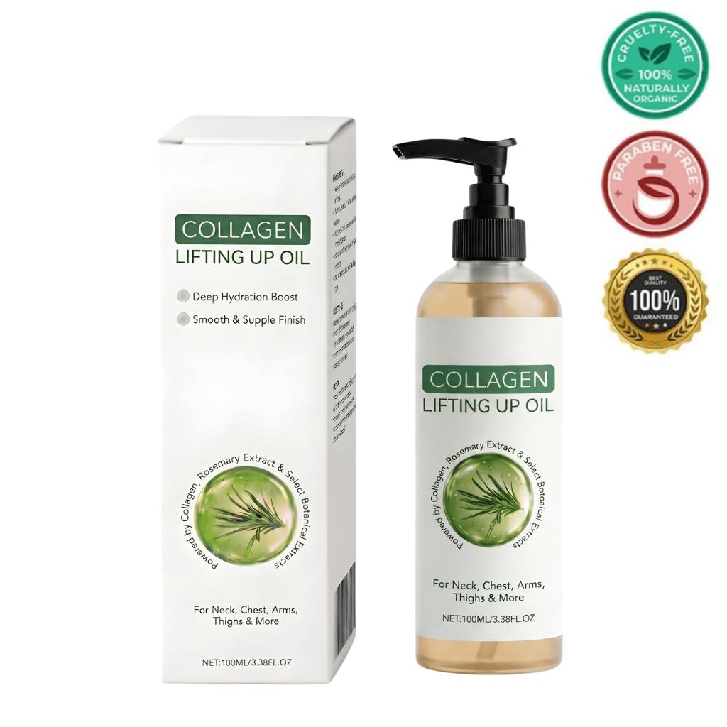 Lifting Up Oil in a bottle with a pump, designed for firming and enhancing skin's appearance.