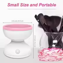 Zentheca Electric Makeup Brush Cleaner in a small size, portable design, and dimensions on display.