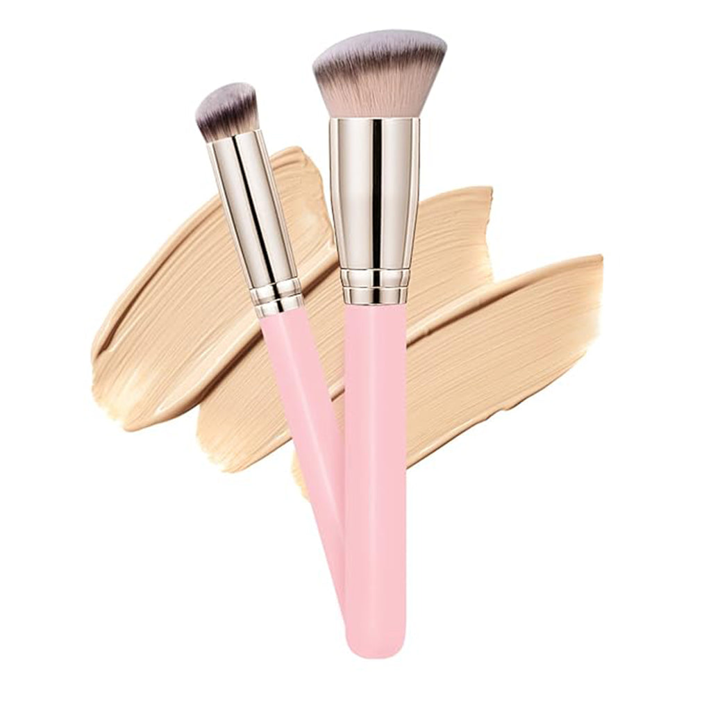 Zentheca – Precision Makeup Brush showcasing ultra-soft bristles against foundation swatches for flawless application.