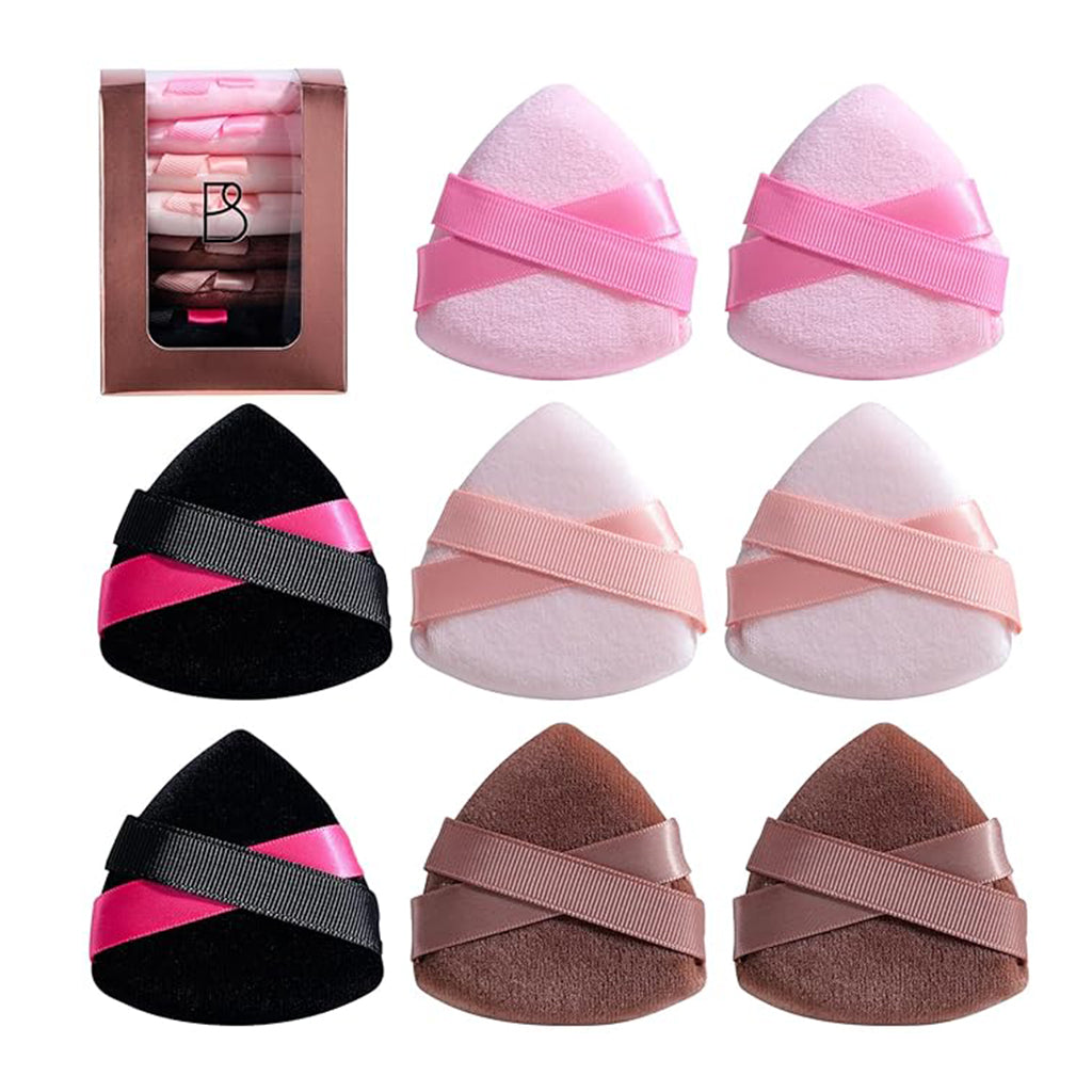 Zentheca – Ultra-Soft Triangle Makeup Puff Set featuring triangle makeup puffs in various colors for flawless application.