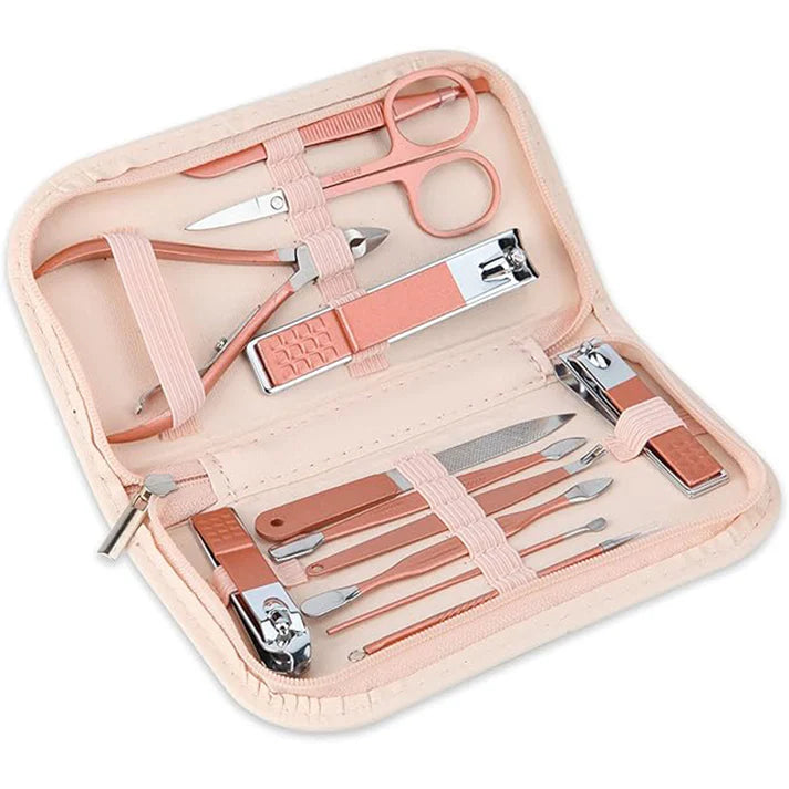 Zentheca – PrecisionClip Nail Clipper set in a pink case featuring various grooming tools.