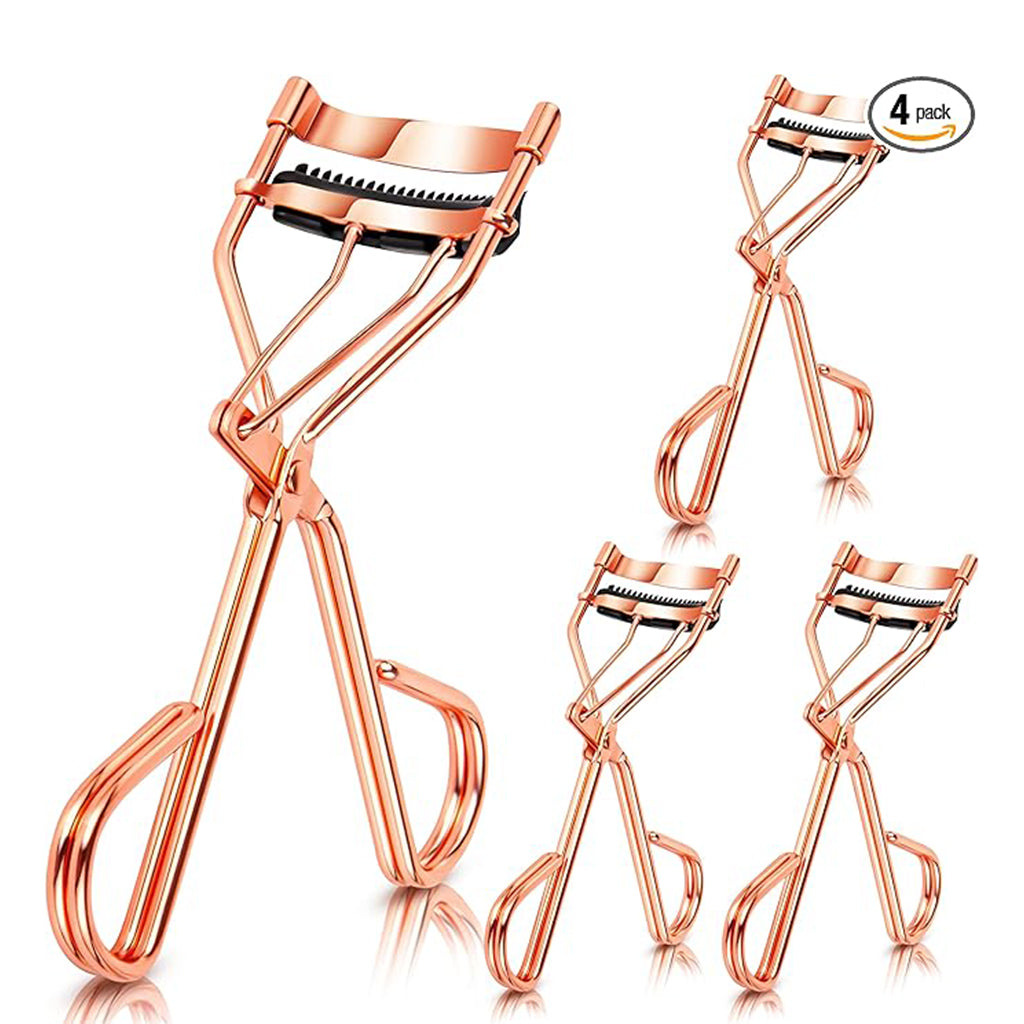 Zentheca – Eyelash Tool Set featuring a 4 pack of rose gold eyelash curlers for easy lash styling.