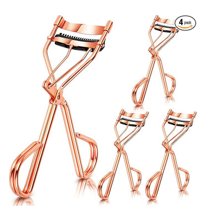 Zentheca – Eyelash Tool Set featuring a 4 pack of rose gold eyelash curlers for easy lash styling.