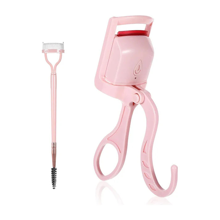 Zentheca – Electric Eyelash Curler in pink with a dual lash brush for perfect eye enhancement.
