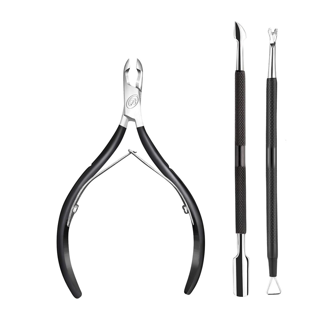 Zentheca – Precision Cuticle Pusher & Remover tools with stainless steel finish and ergonomic black grips.