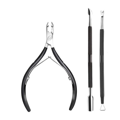 Zentheca – Precision Cuticle Pusher & Remover tools with stainless steel finish and ergonomic black grips.
