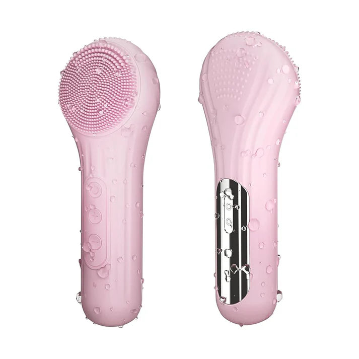 Zentheca – Electric Facial Cleansing Brush with Exfoliation, pink cleansing brush with silicone bristles, waterproof design.