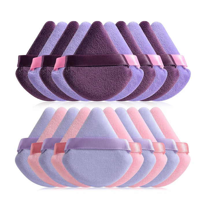 Zentheca – Triangle Makeup Sponge Set featuring premium latex-free, reusable sponges in purple and pink colors for flawless application.