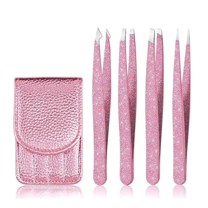 Zentheca – Professional Tweezer & Skincare Set featuring a protective pink case and precision grooming tools.