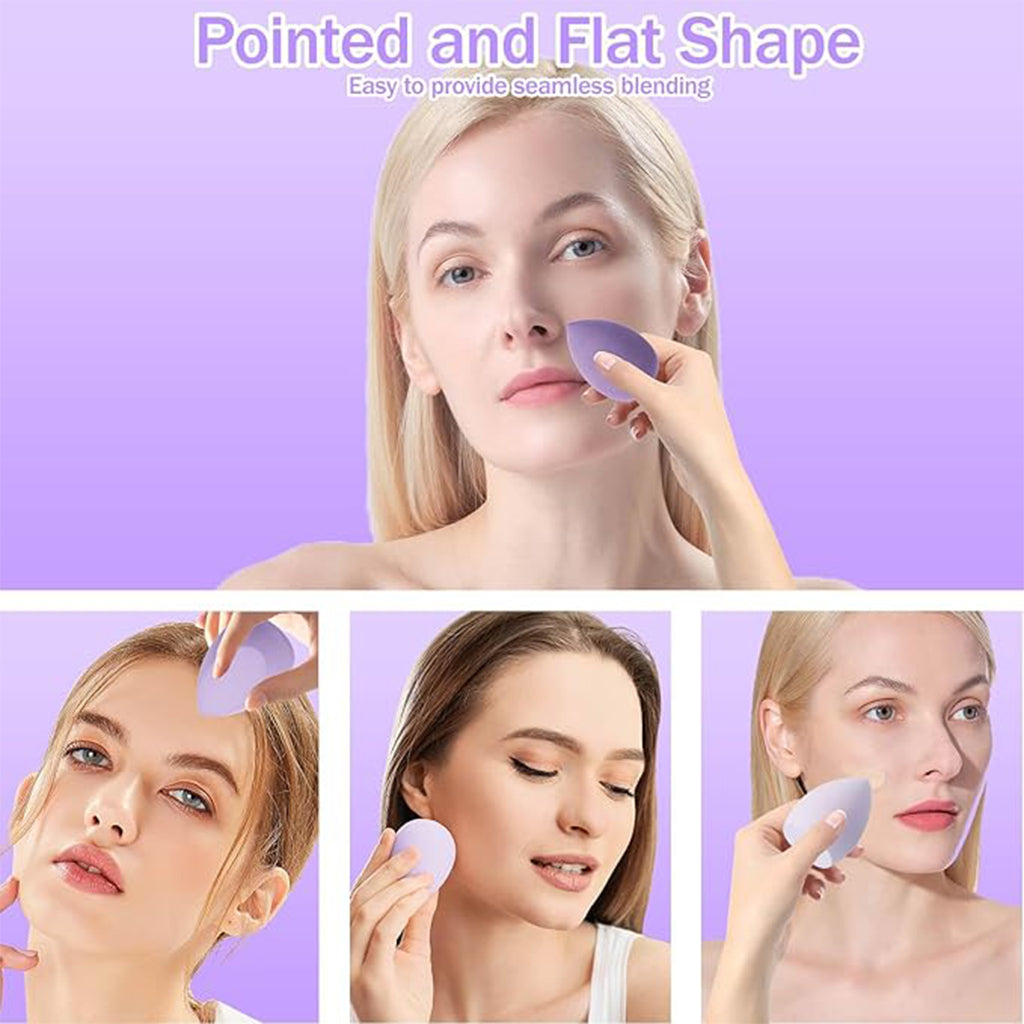 Zentheca – Dual-Use Triangle Makeup Sponge Set demonstrating seamless blending with a pointed and flat shape.