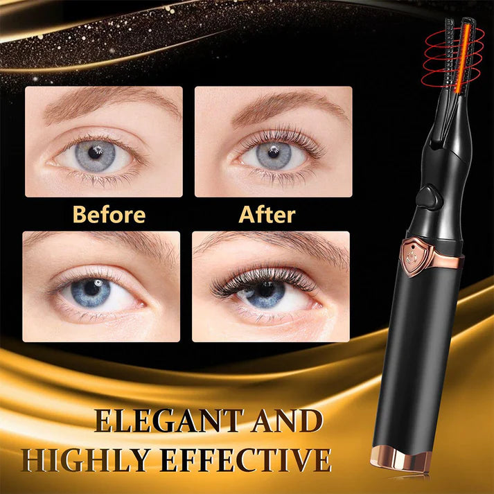 Zentheca – CurlPro Heated Eyelash Curler before and after results showcasing elegant and highly effective lash curling.