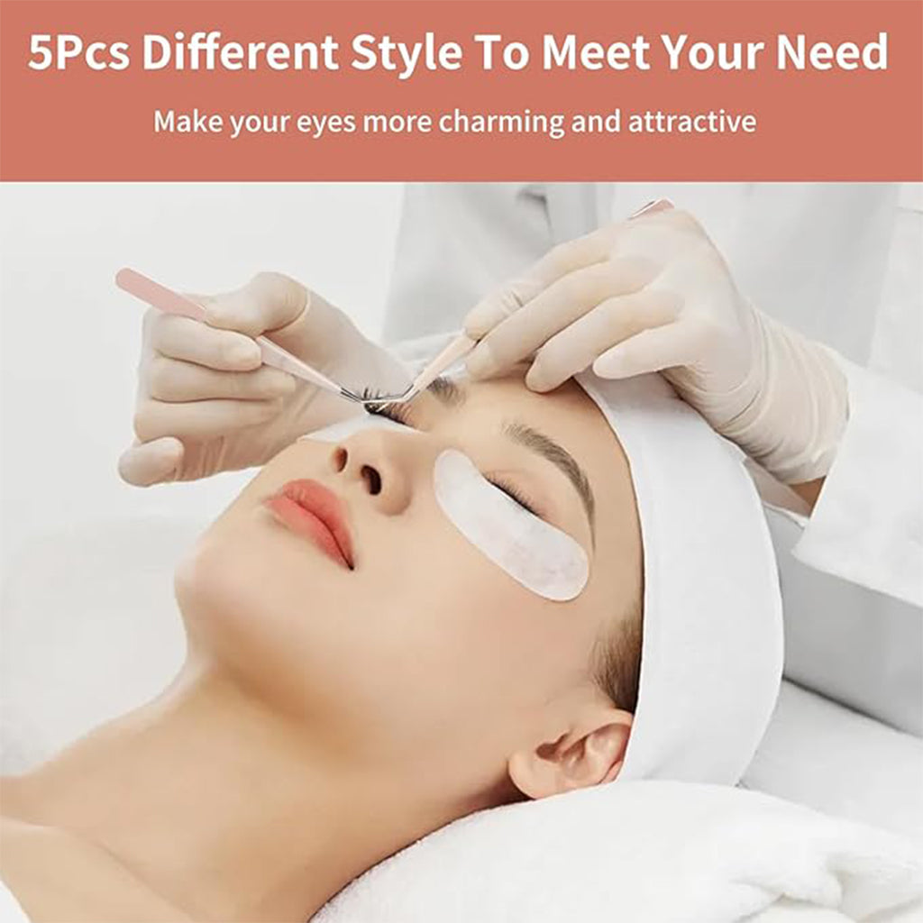 Zentheca – Precision Lash Tweezer Set used on client for lash application and eye beauty enhancement.