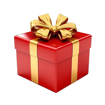 Red gift box with a gold ribbon representing the exclusive Mystery Adds-Up Gift for beauty and wellness.