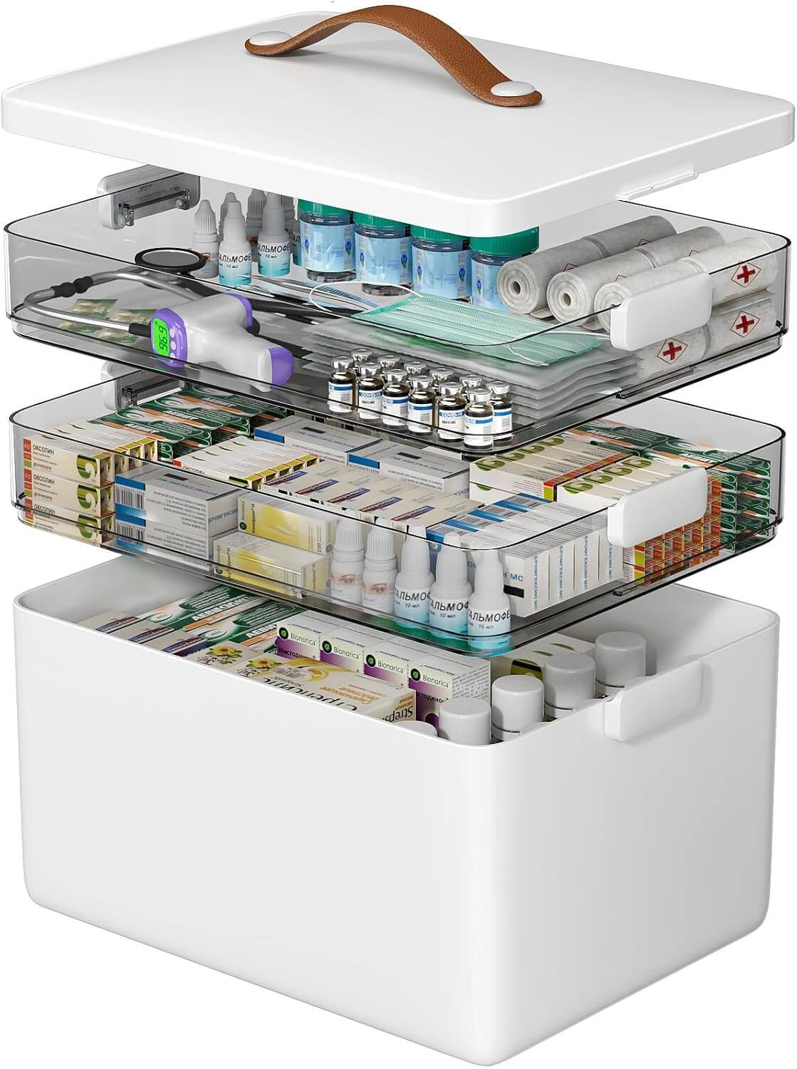 Stackable Medical Storage Zentheca 3-Tier Medical Storage Box - Organize Meds