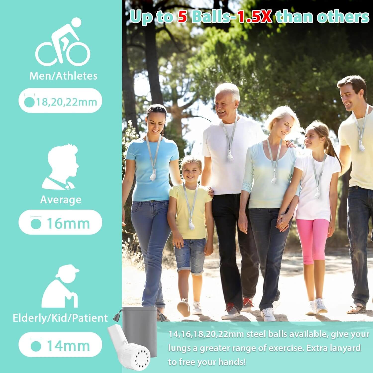 Zentheca BreathFlow Exerciser features up to 5 balls for enhanced breathing exercise suitable for all ages and fitness levels.