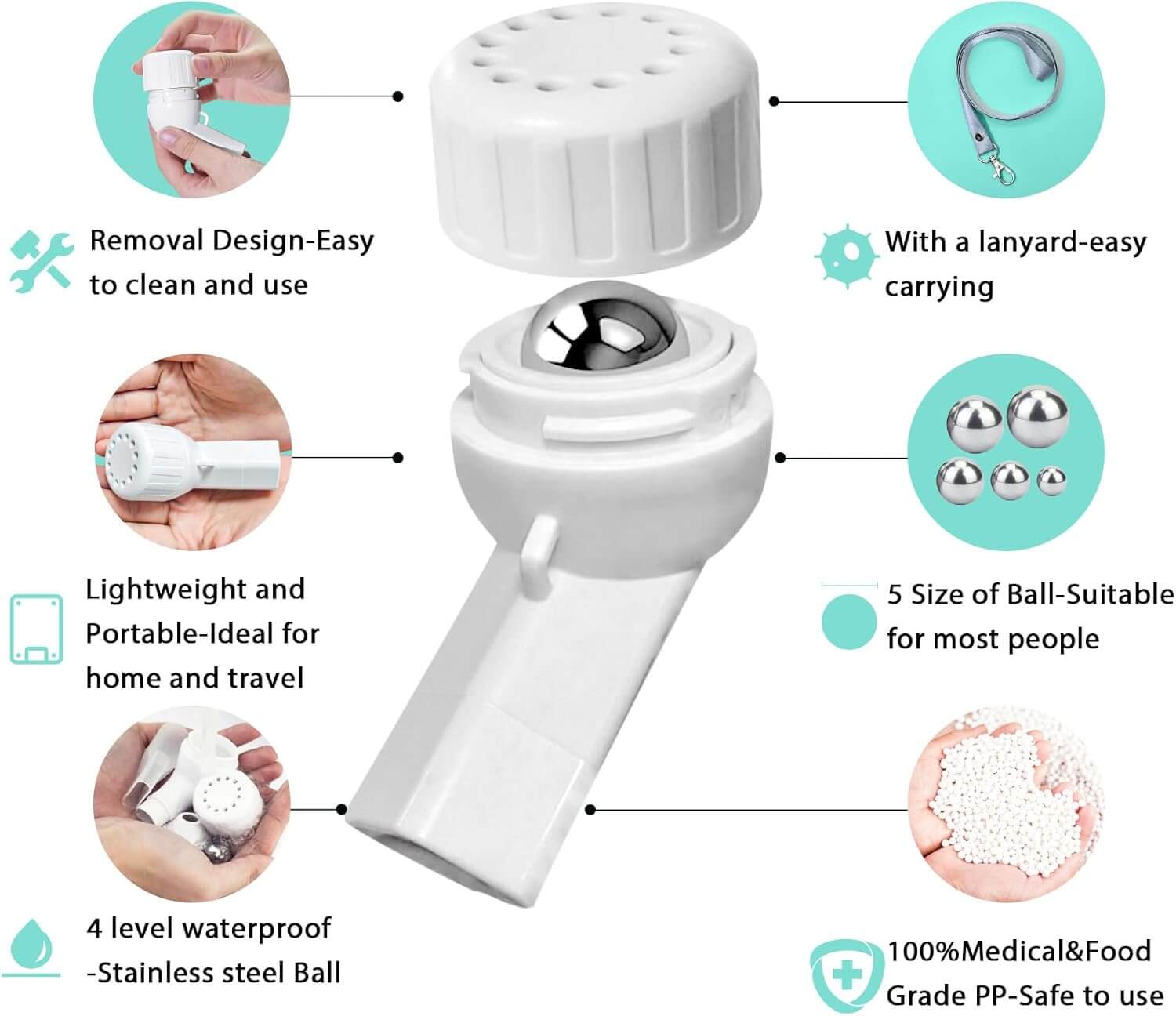 Zentheca BreathFlow Exerciser features durable design with stainless steel balls for enhanced respiratory health.