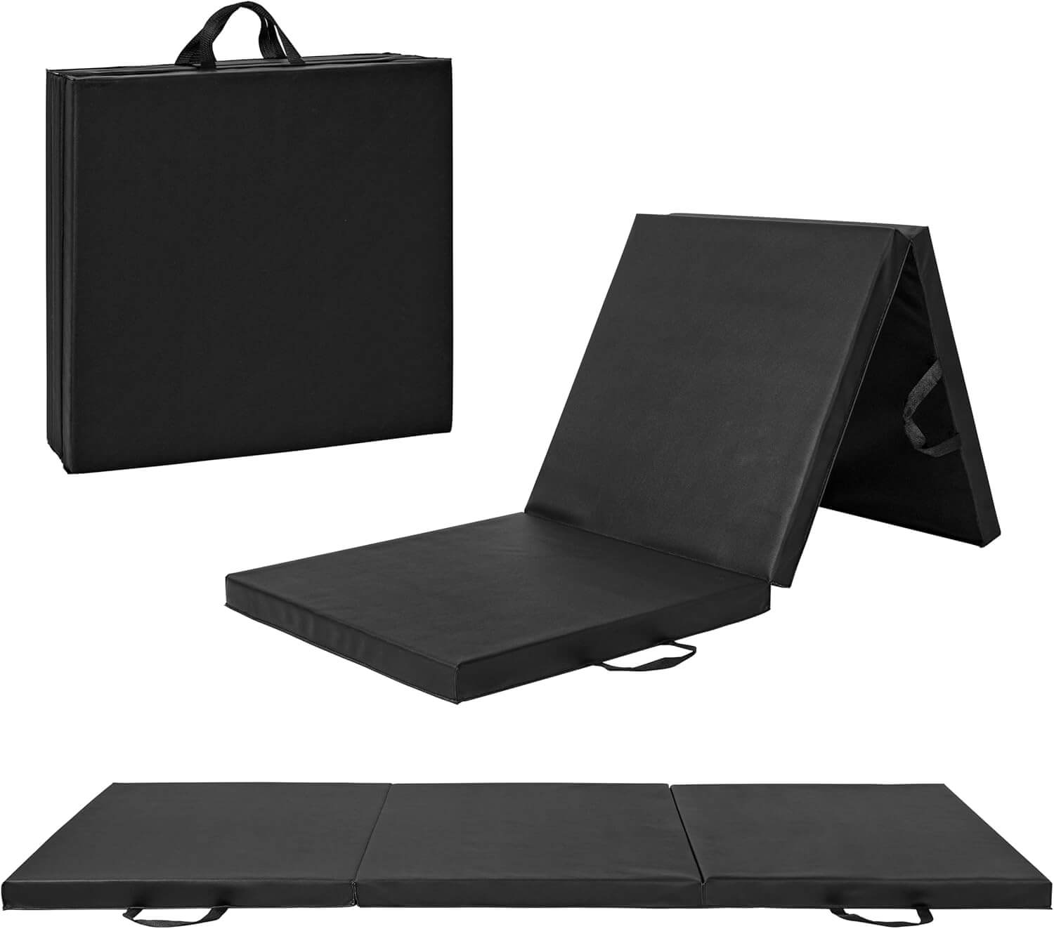 Zentheca CoreForm Fitness Mat shown in a folded and unfolded position, showcasing its portable and versatile design.