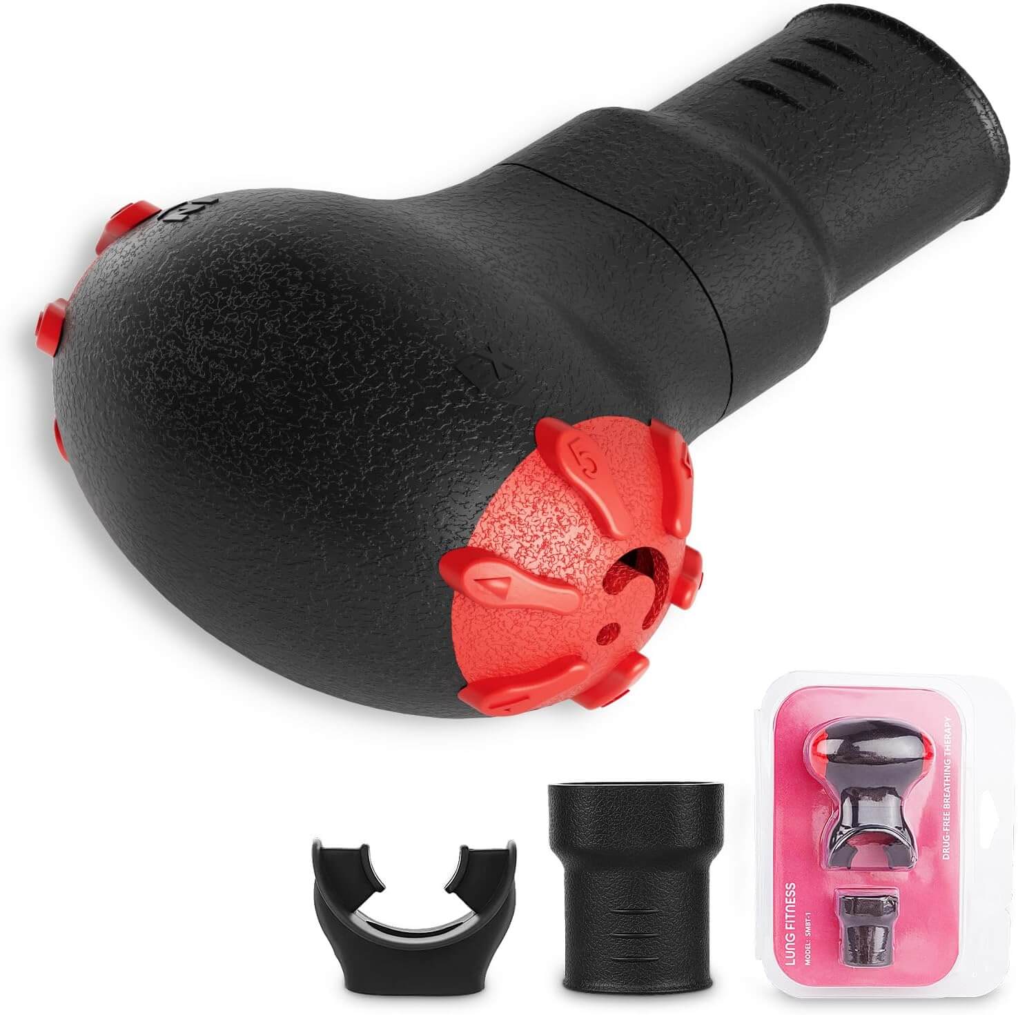 Zentheca Lung Trainer Pro accessory parts showcasing unique resistance components for enhanced breathing performance.