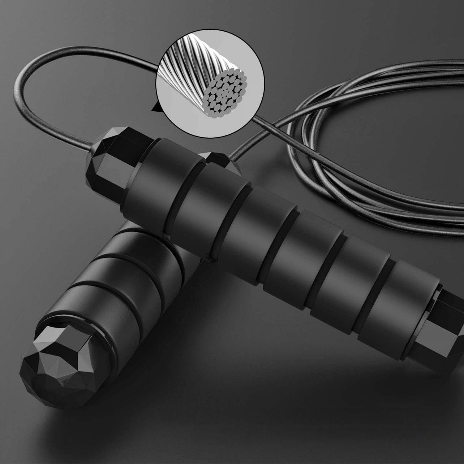 Zentheca Speed Jump Rope featuring durable steel wire with PVC coating and ergonomic foam handles.
