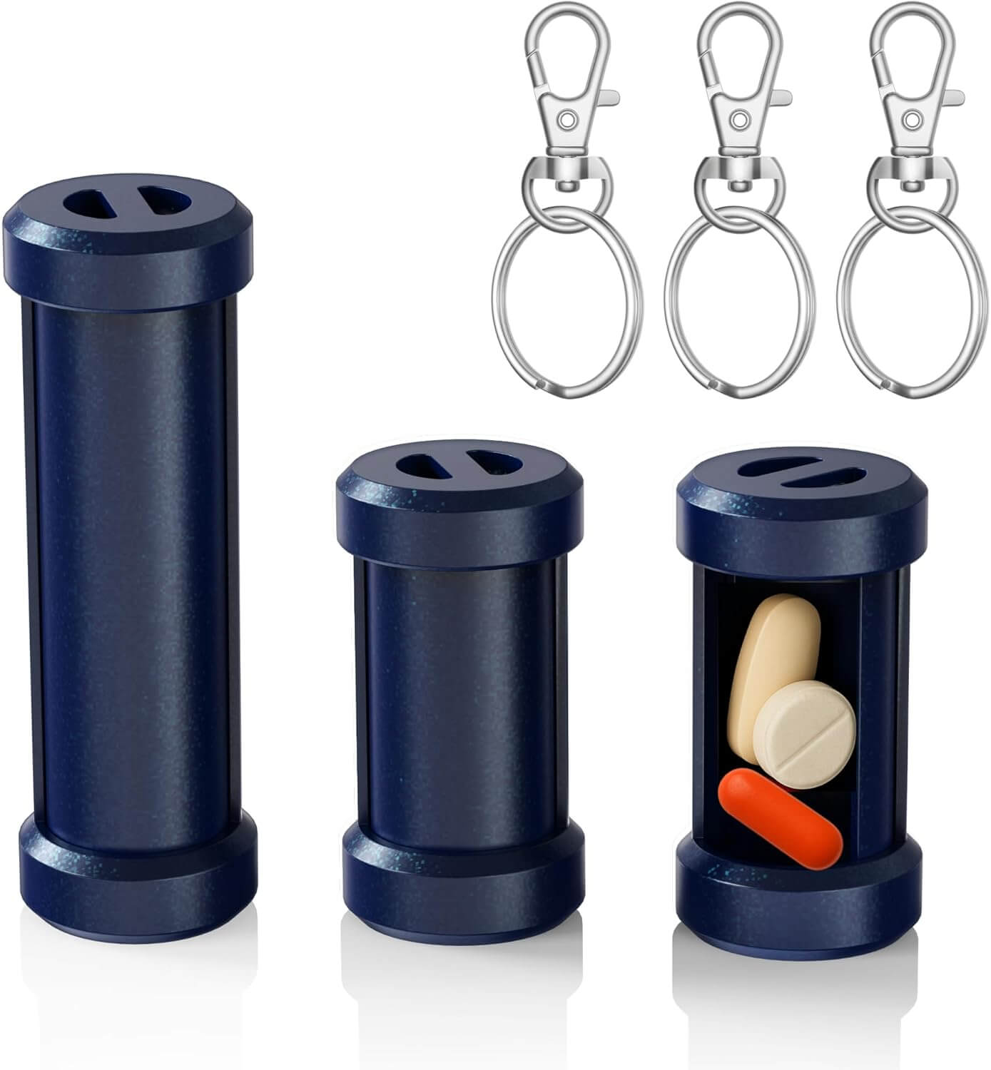 Zentheca TravelPill Organizer Set featuring three compact pill containers designed for easy supplement organization.